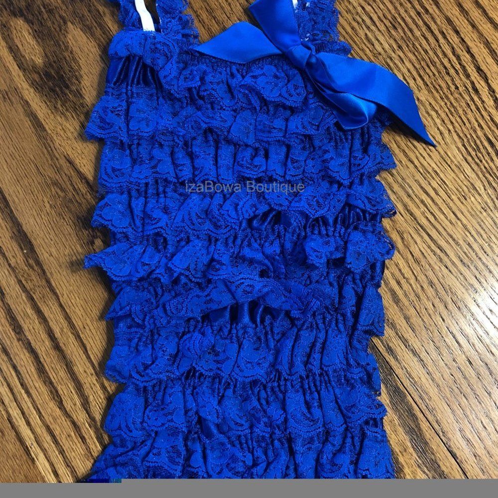 Royal Blue Lace Romper  R930M  Medium 12m-2T  New